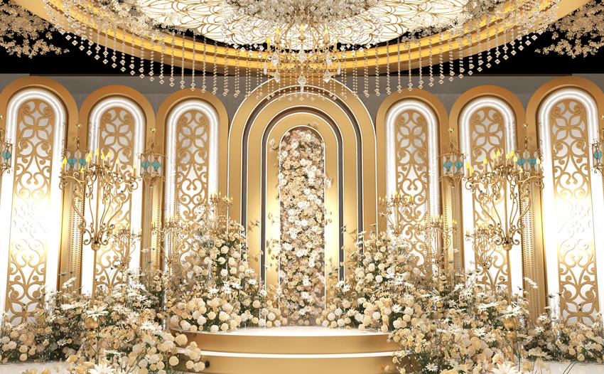 峨眉山香槟色调婚礼堂效果展示